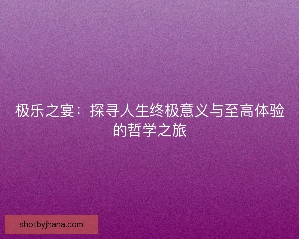 极乐之宴：探寻人生终极意义与至高体验的哲学之旅