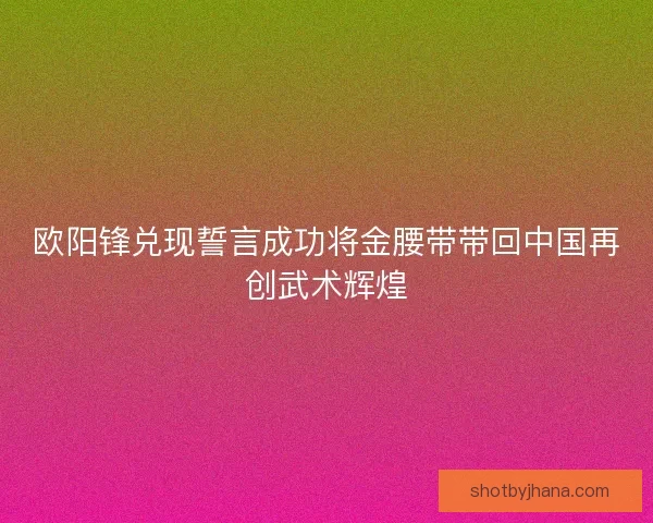 欧阳锋兑现誓言成功将金腰带带回中国再创武术辉煌